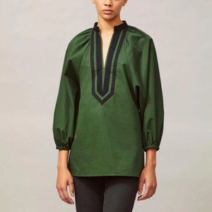 Tory Burch Green Balloon Sleeve blouse, Size Small